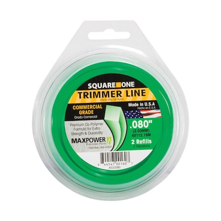Maxpower Square One Commercial Grade 0.080 in. D X 40 ft. L Trimmer Line 332080